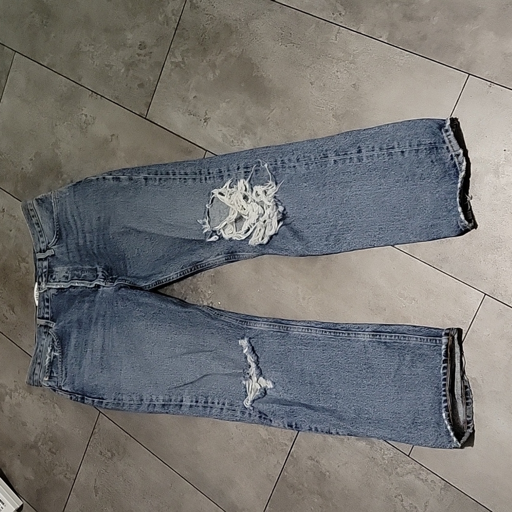 Agolde High Rise Distressed Blue Jeans